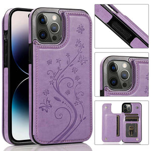 Casekis Butterfly Embossing Wallet Phone Case Purple