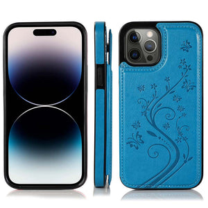 Casekis Butterfly Embossing Wallet Phone Case Dark Blue