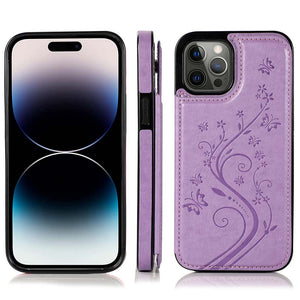 Casekis Butterfly Embossing Wallet Phone Case Purple