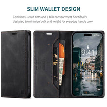 Load image into Gallery viewer, Casekis Retro RFID Wallet Phone Case Black
