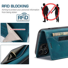 Load image into Gallery viewer, Casekis Retro RFID Wallet Phone Case Blue

