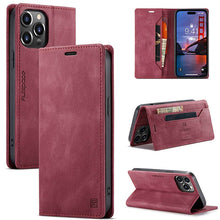 Load image into Gallery viewer, Casekis Retro RFID Wallet Phone Case Red
