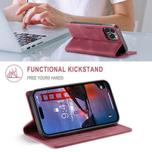 Load image into Gallery viewer, Casekis Retro RFID Wallet Phone Case Red
