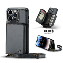 Charger l'image dans la galerie, Casekis Zipper Crossbody Wallet RFID Phone Case Black
