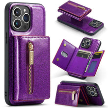 Carregar imagem no visualizador da galeria, Casekis Glitter Cardholer Magnetic Phone Case Dark Purple
