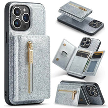 Muat gambar ke penampil Galeri, Casekis Glitter Cardholer Magnetic Phone Case Silver
