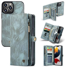 Load image into Gallery viewer, Casekis Zipper Wallet PU Leather Case Blue
