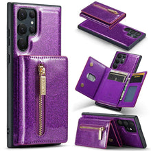 Carregar imagem no visualizador da galeria, Casekis Glitter Cardholer Magnetic Phone Case Dark Purple
