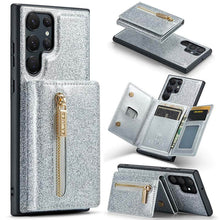 Muat gambar ke penampil Galeri, Casekis Glitter Cardholer Magnetic Phone Case Silver
